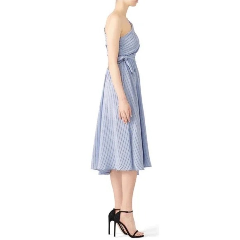 A.L.C. Blue Striped Cabrera One Shoulder Midi Dress Size 6 - Picture 2 of 4